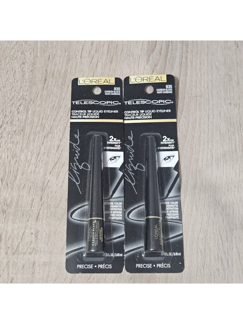 L'Oreal Paris Telescopic Precision Liquid Eyeliner, 835 Carbon Black Lot Of 2